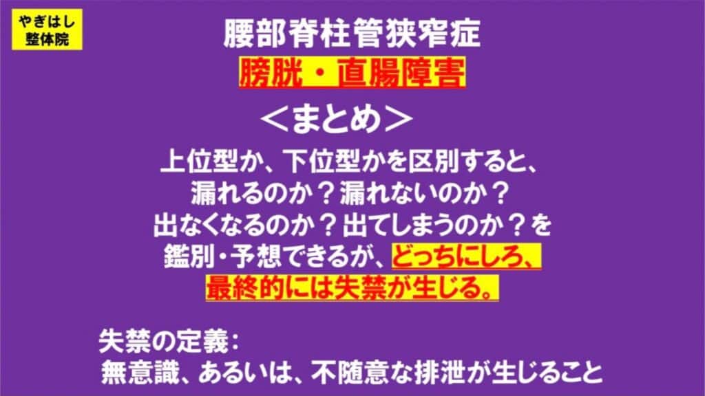 脊柱管狭窄症：排便排尿障害4